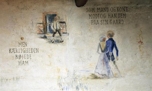 Kalkmaleri i Havehuset ved Hvidsten Kro