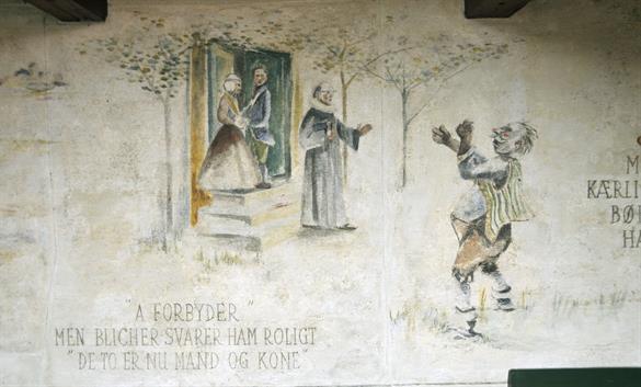 Kalkmaleri i Havehuset ved Hvidsten Kro