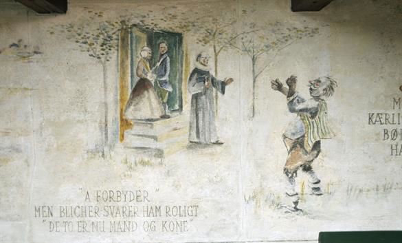 Kalkmaleri i Havehuset ved Hvidsten Kro