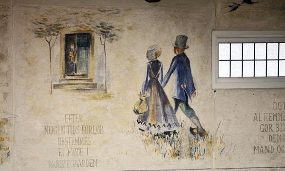 Kalkmaleri i Havehuset ved Hvidsten Kro