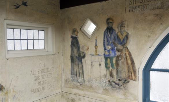 Kalkmaleri i Havehuset ved Hvidsten Kro