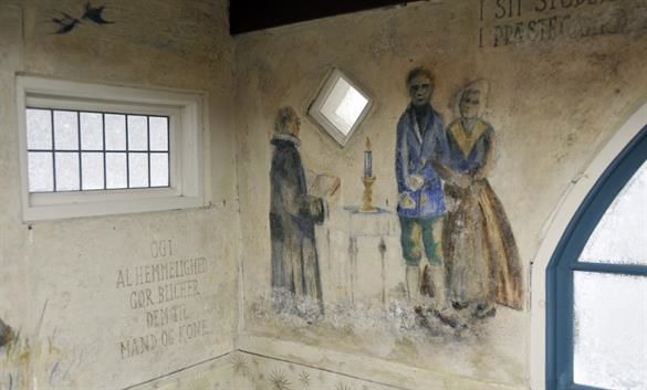 Kalkmaleri i Havehuset ved Hvidsten Kro